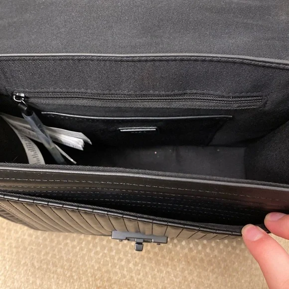 NWOT Aldo Black Quilted Handbag Crossbody Bag with Pom Pom Accessory - Picture 8 of 8